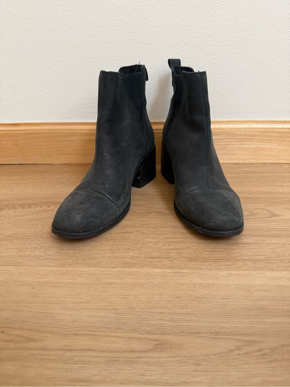 Toms Black Suede Chelsea Ankle Boots